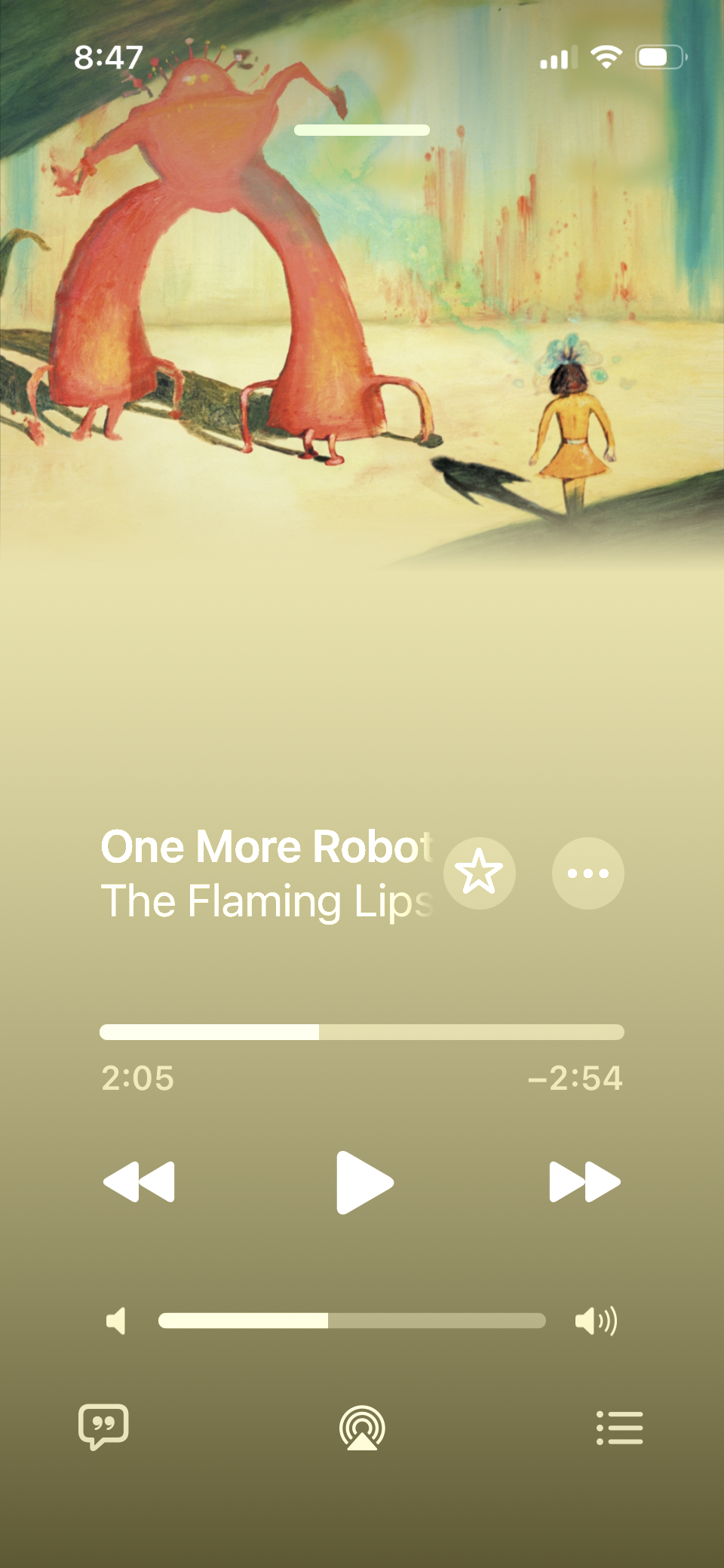 Screenshot of Apple Music showing the track One more robot by the Flaming Lips